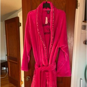 Victoria’s Secret pink plush robe.